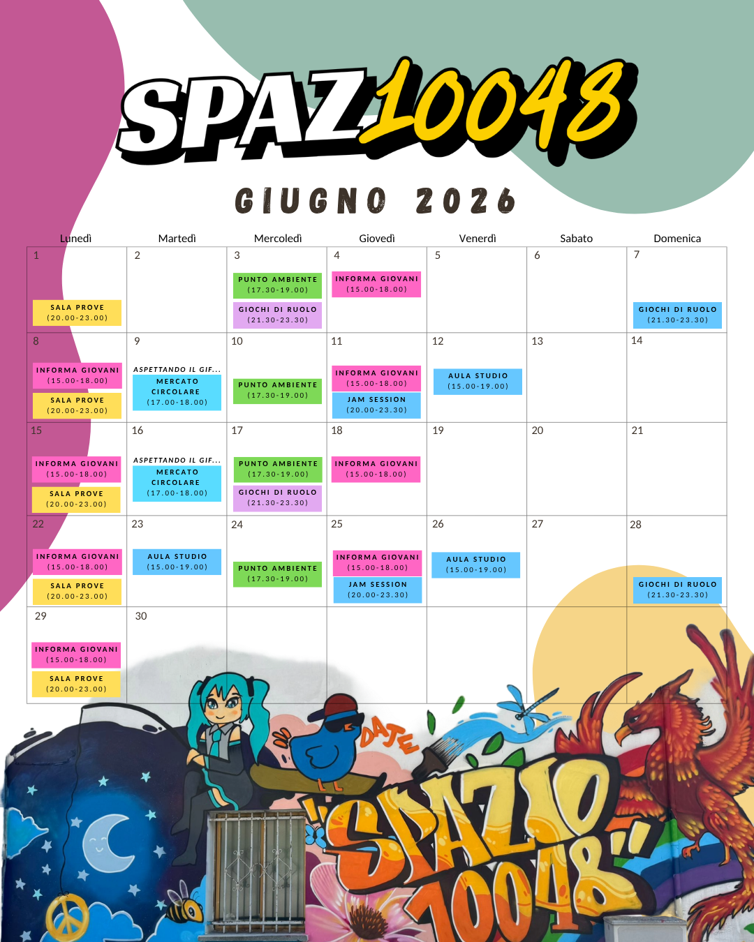 Calendario attività Spaz10048 di giugno 2026